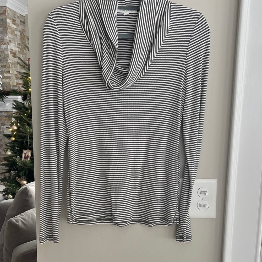 Striped Long Sleeve Cowl Neck Top